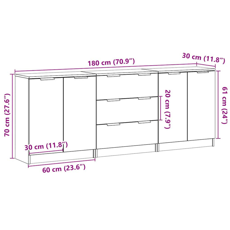 Castres 180cm Sideboard, Old Wood