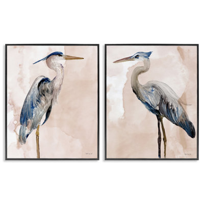 «Beautiful Heron Birds debout aquarelle» par Stellar Design Studio - ensemble de 2 peintures