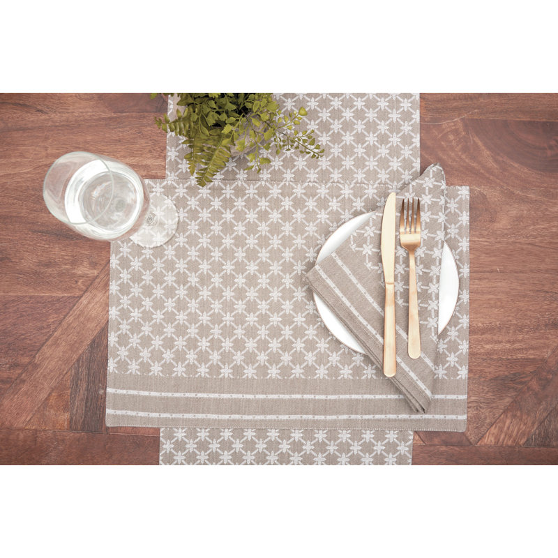 Bossley Markle Jacquard Cotton Table Runner, Gray