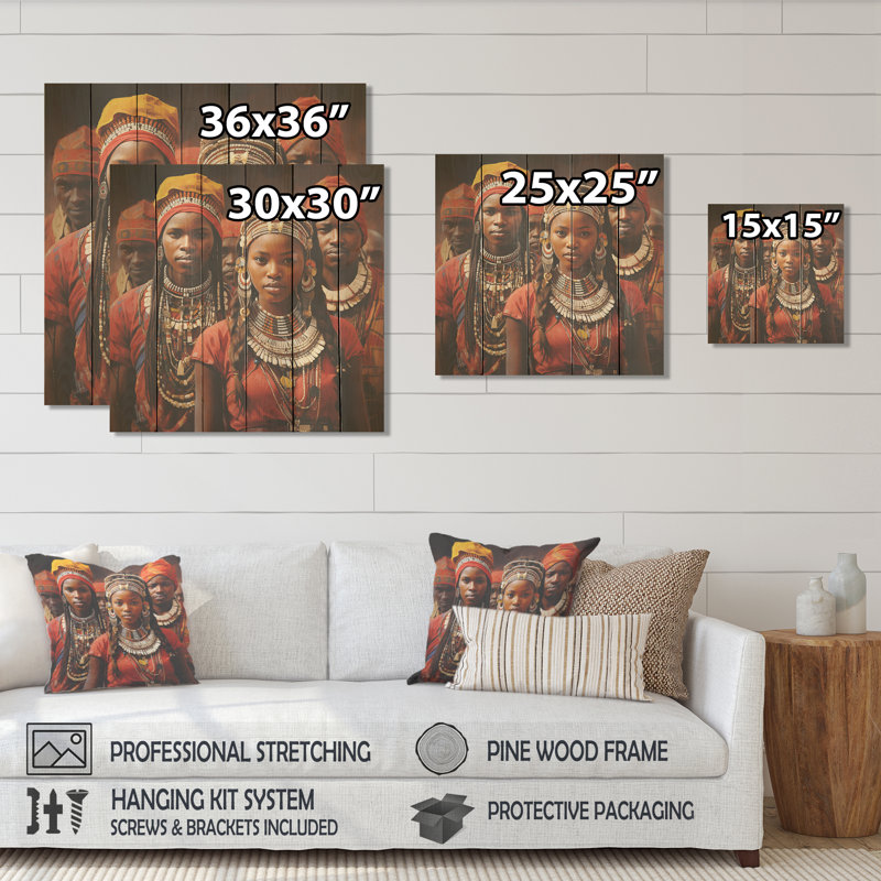 «African Samburi Vibrance IV» - Balenciaga sur bois, H 30 po x l 30 po