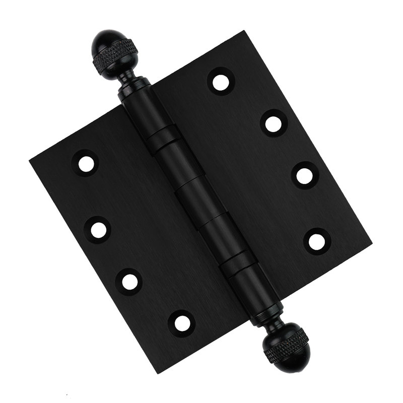 Charnière de porte simple à roulement à billes en laiton massif H 4,5 po x l 4,5 po, Noir mat