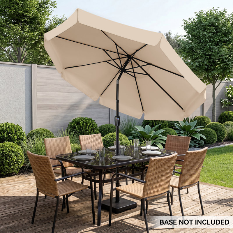 Cesur 3M Garden Parasol Sun Shade Canopy Patio Outdoor Umbrella Crank Tilt UPF 30+, Beige