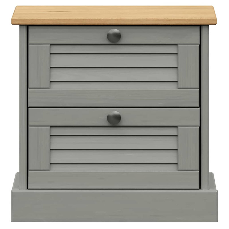 Hull Bedside Cabinet VIGO 42x35x42 cm Solid Wood Pine, Grey