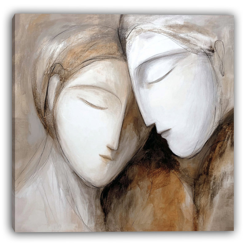 «Whispered Bond» - Toile abstraite minimaliste, H 20 po x l 20 po