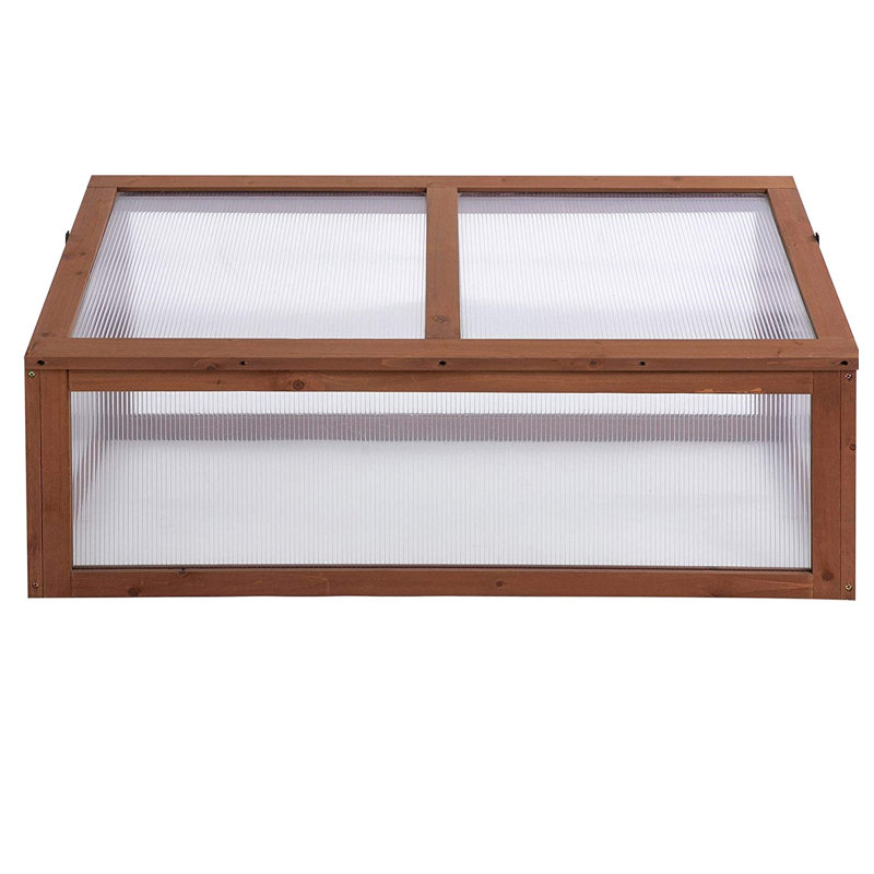 Bluemilk Wooden Cold Frame Greenhouse for Plants 100 x 65 x 40cm Brown