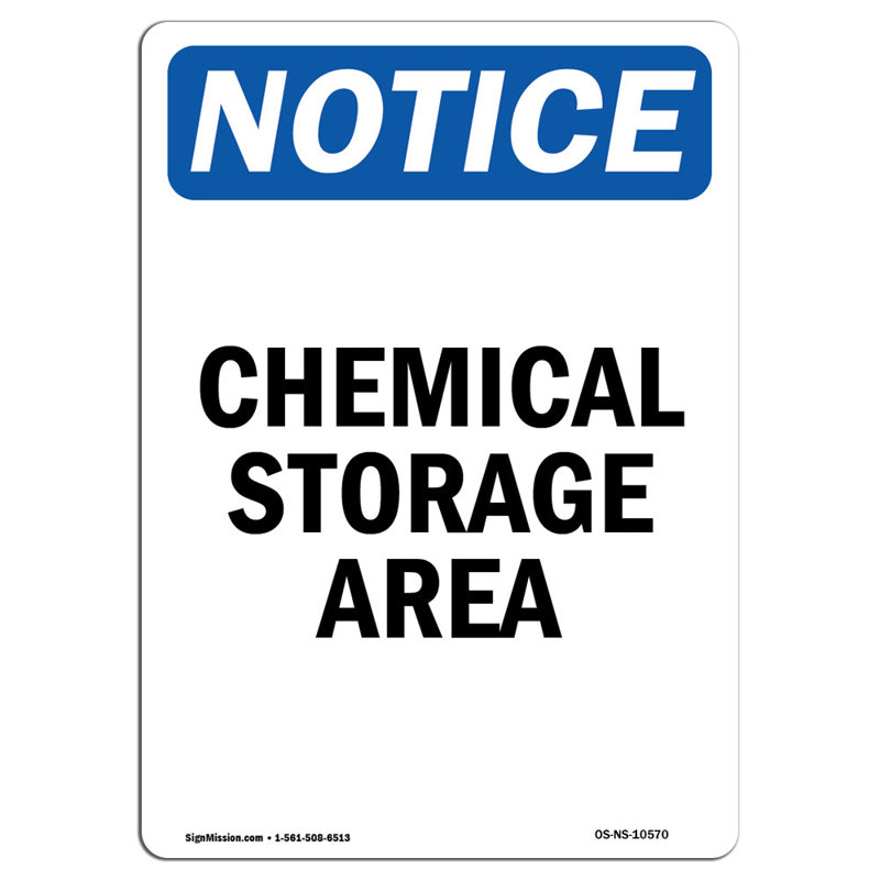Enseigne de zone de stockage de produits chimiques