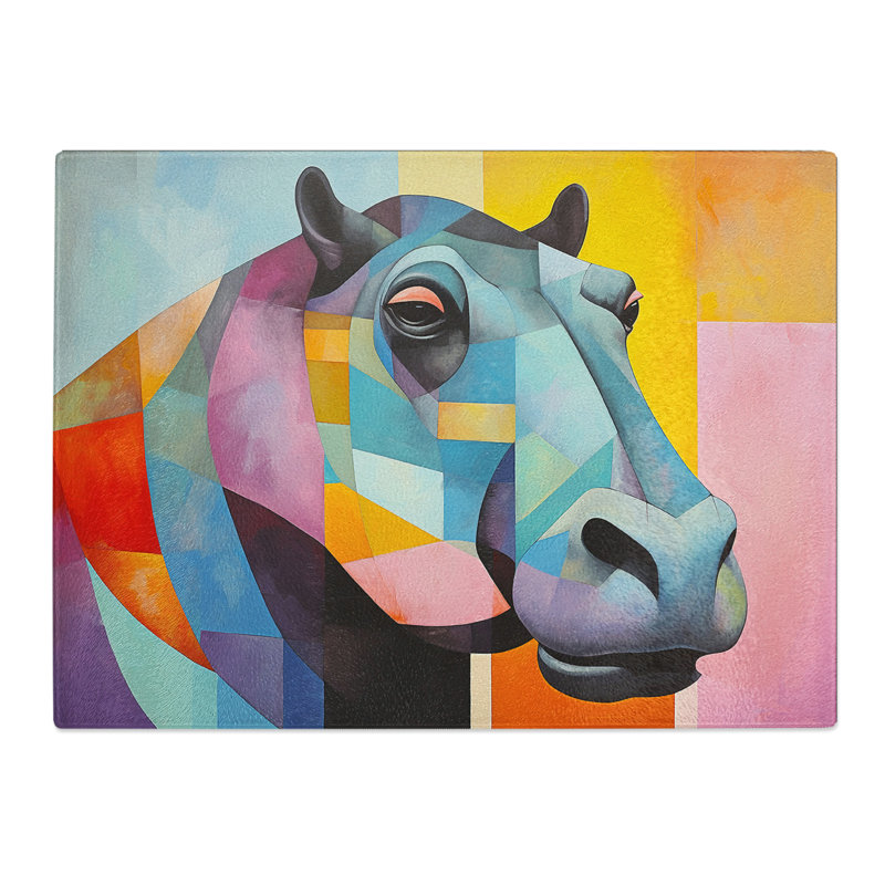 Hippo Abstract  Glass Chopping Board