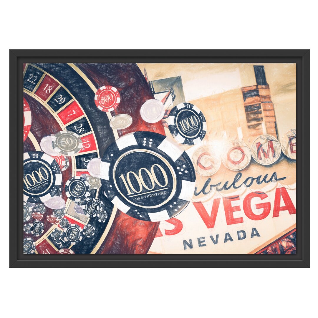 Gerahmtes Wandbild Las Vegas Casino Roulette