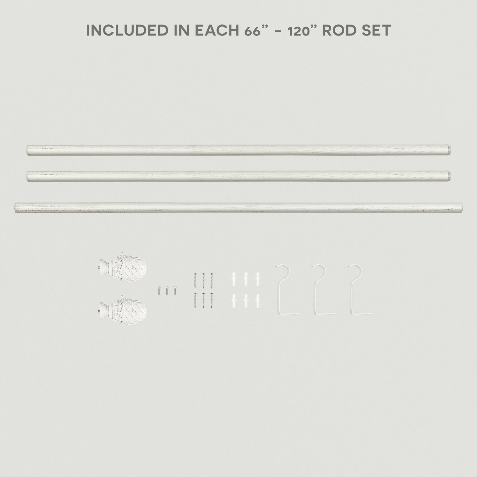 Nikhat Single Curtain Rod, 66" - 120", White