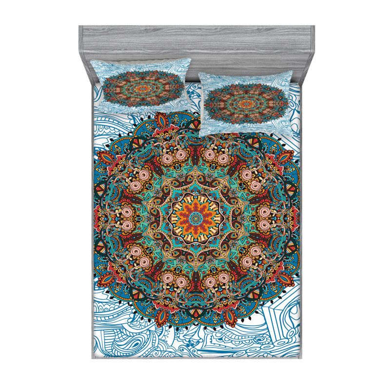 Microfiber Floral Sheet Set, Full Sheet Set with Fitted Sheet