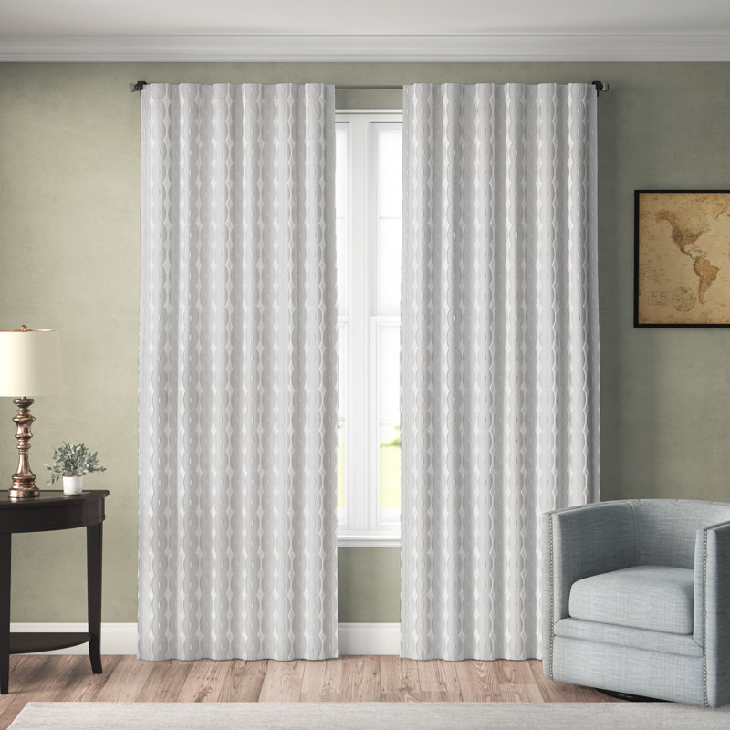 Fitzhugh Room Darkening Curtain Single Panel, 52"W x 84"L, White