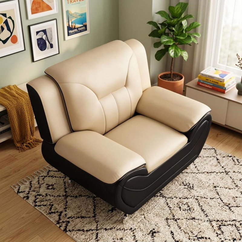 Ensemble de canapés 3 pièces moderne et minimaliste en similicuir avec pattes en acier inoxydable, L 47,3 po