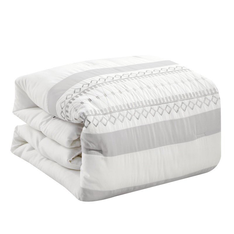 Kriti White Microfiber Queen 7-Piece Comforter Set