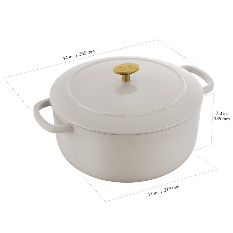 Bellamonte White Enameled Cast Iron 7.5-qt Dutch Oven