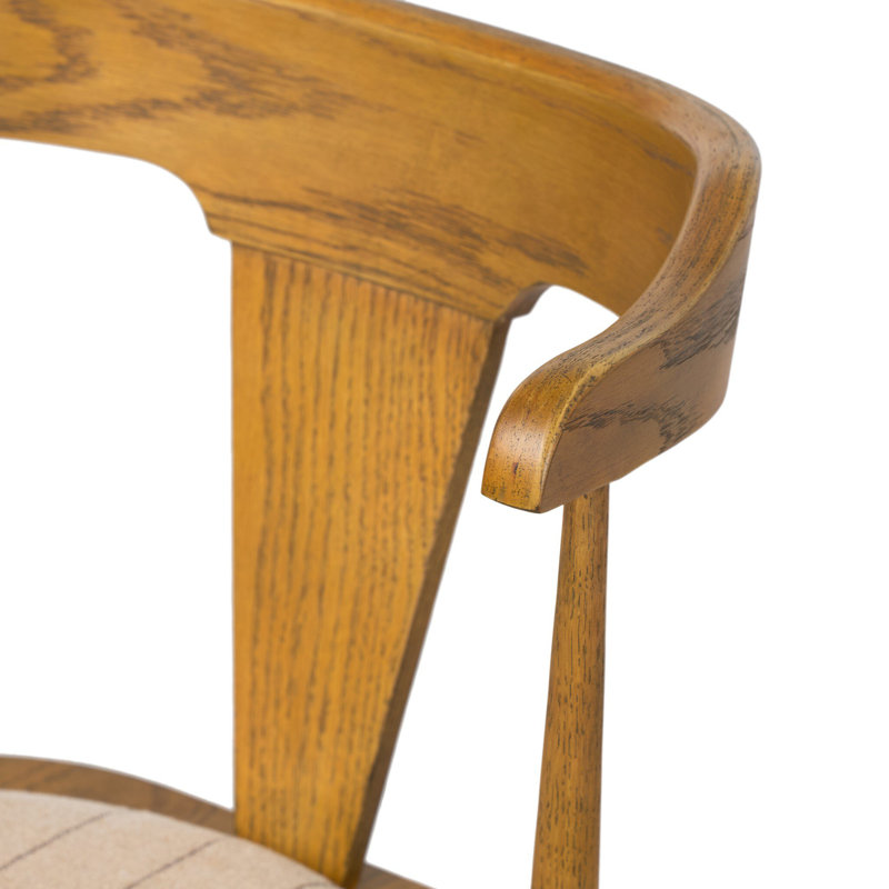 Garth Solid Wood Bar Stool, Counter Stool (25.21" Seat Height), Lavon Flint/Linen Blend, Black Oak