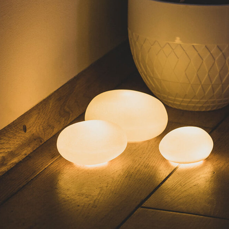 Light Pebbles - Set of 3 - Matte Porcelain with LED Light