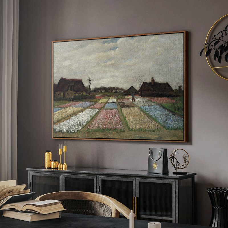 Paysage rétro - Ccclxiii, H 17 po x l 25 po x P 2 po, Toile encadrée noyer flottant