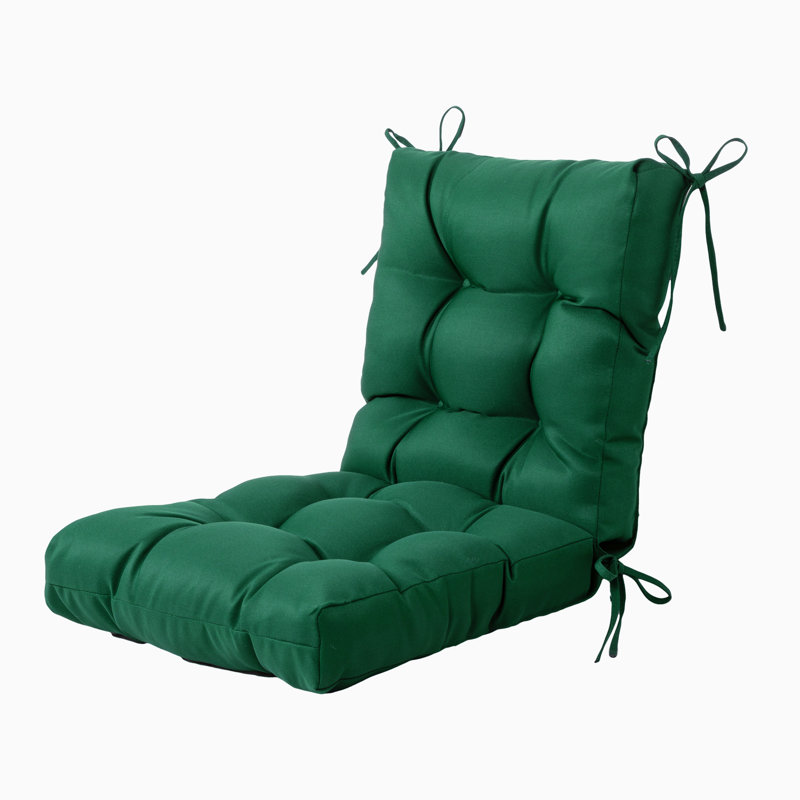 Outdoor 4'' Dining Chair Seat / Back Cushion, Invisible Green