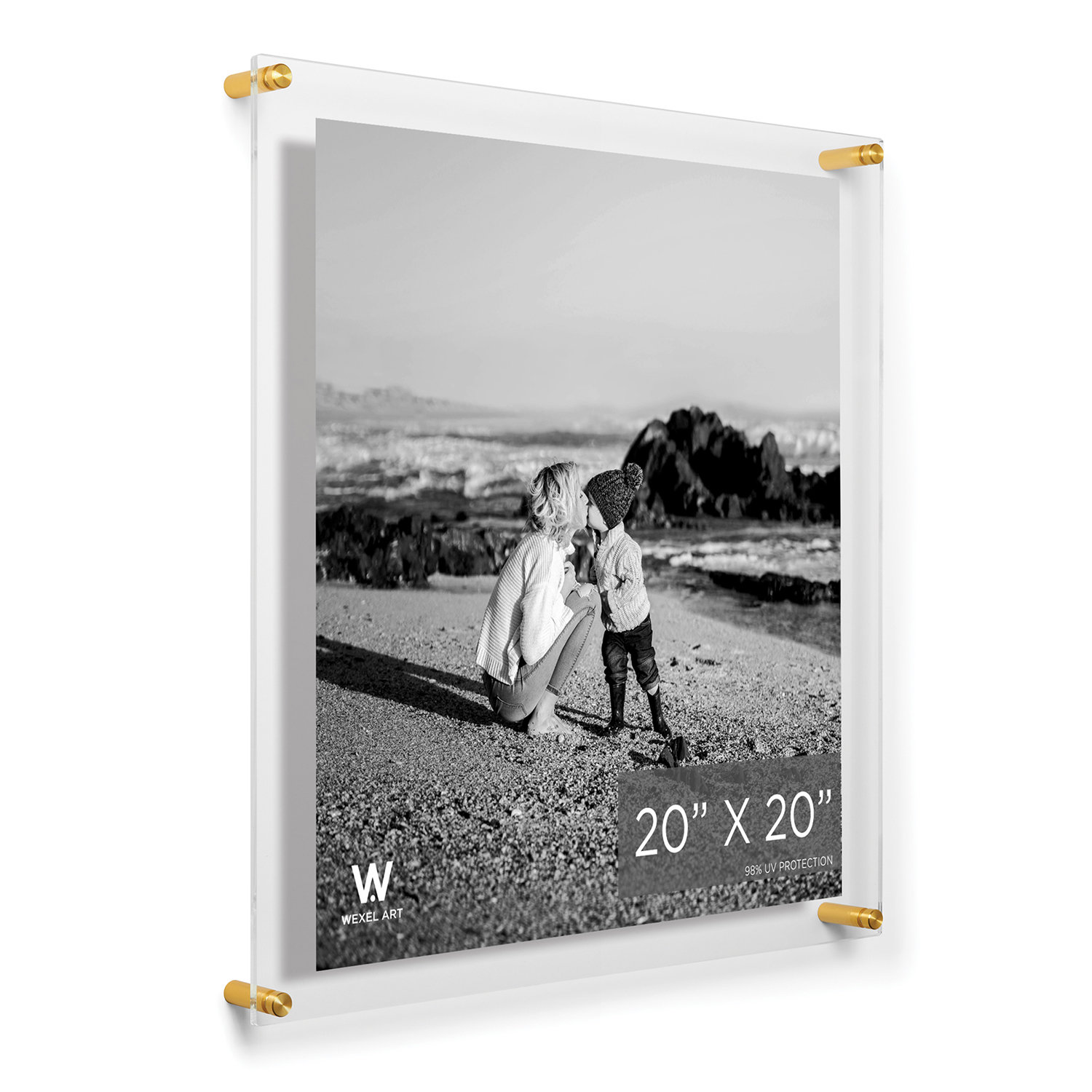 Acrylic Floating Picture Frame, Gold, 20" W x 20" H