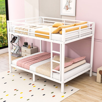 Metal Bunk Bed With Under-Bed Storage And Safety Guardrails