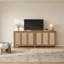 Buffet 43,5 po à 3 portes en rotin avec tablettes réglables, crédence moderne avec armoire de rangement Boho Farmhouse-165773091-166283330