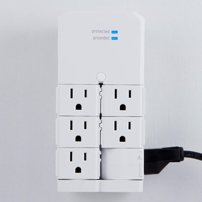 GE 6-Outlet Swivel Wall Tap with Surge Protection, 1080J, White, 37063