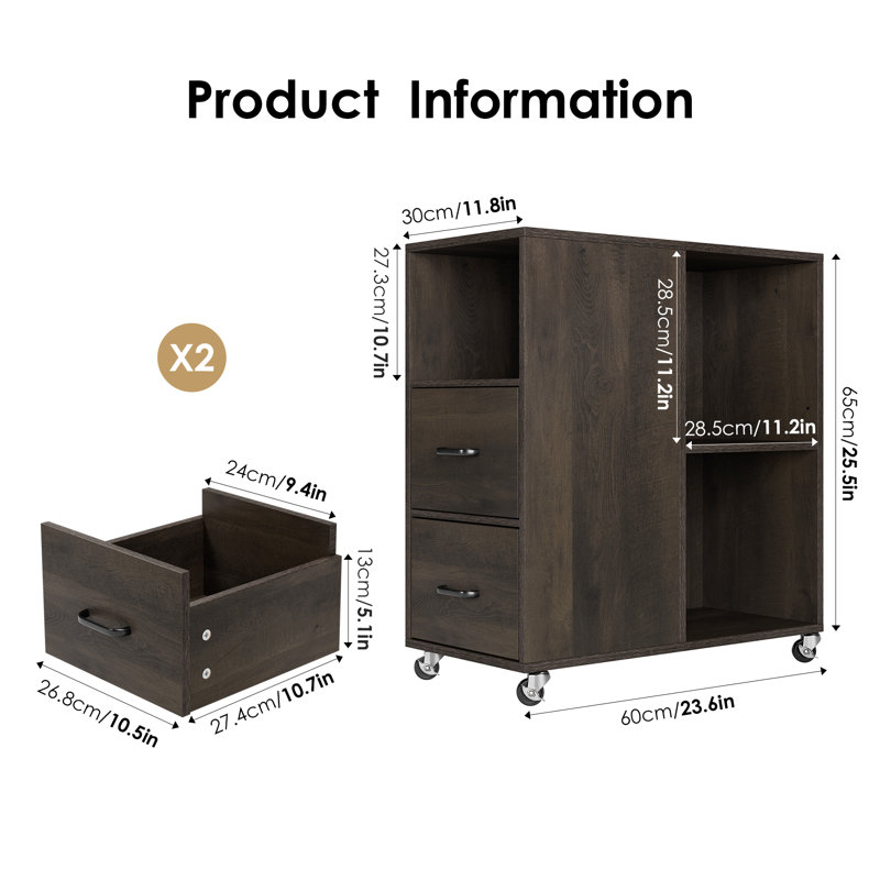 Bolebroke Side Table with Storage and Wheels, Living Room End Table