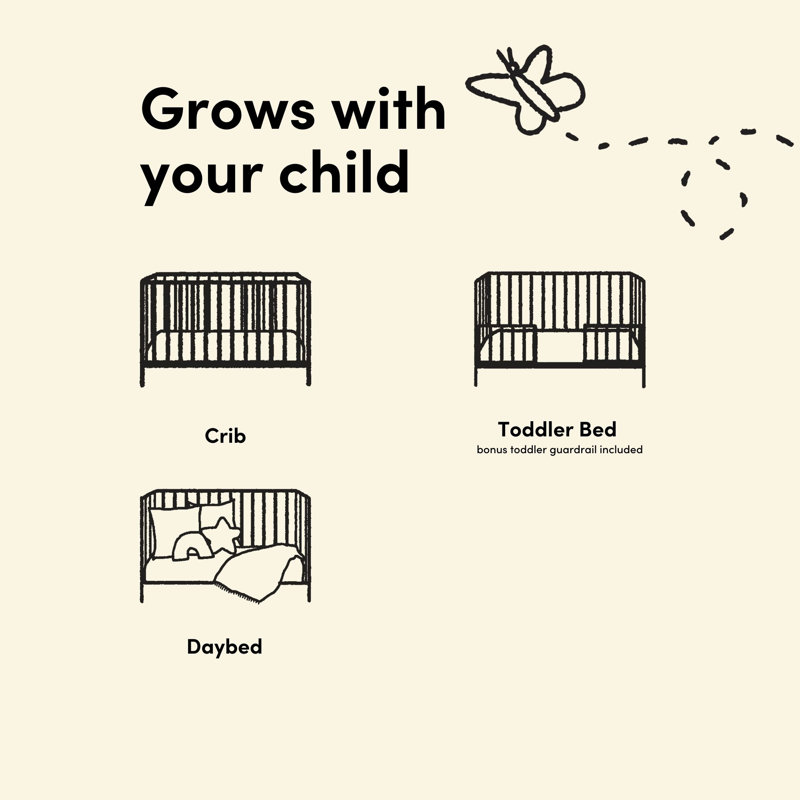 Amalfi Deluxe 5-In-1 Convertible Crib With Bonus Toddler Guardrail, Hazelnut, Crib