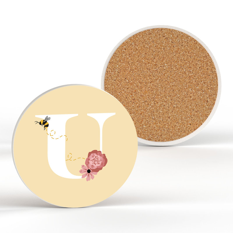 Ceramic Round 1 Piece Coaster, U