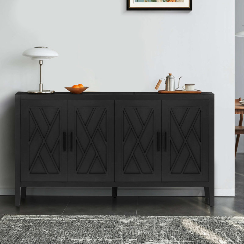 Buffet antique 4 portes, buffet réglable pour cuisine avec tablette, salon (Antique