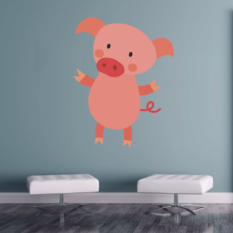 Adhésif mural rose Piggy cute Pig, 30 x 15 pouces