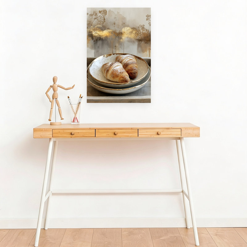 «Morning Croissants», art abstrait abstrait, nature moderne, H 18 po x l 12 po