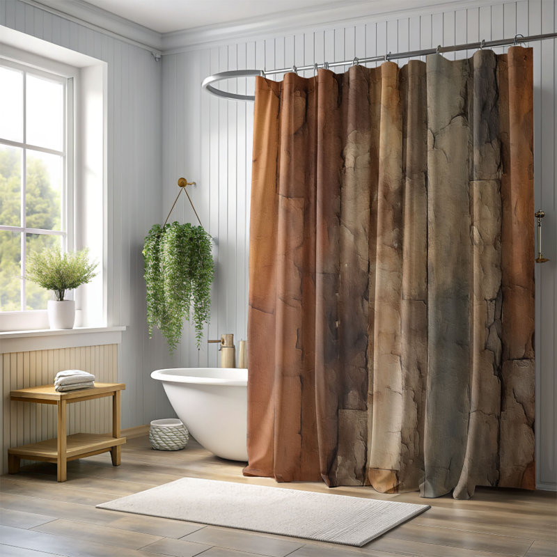 Rideau de douche abstrait, H 74 po x l 71 po