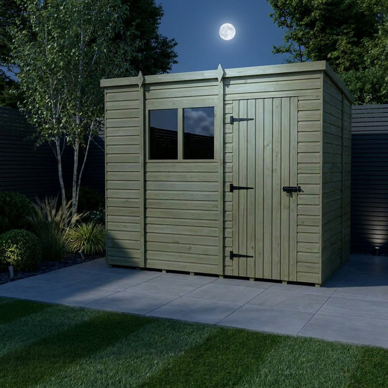 Total Sheds 10ft x 6ft Pent Garden Shed - Single Door - With Windows - Pressure Treated Timber - UK Manufactured