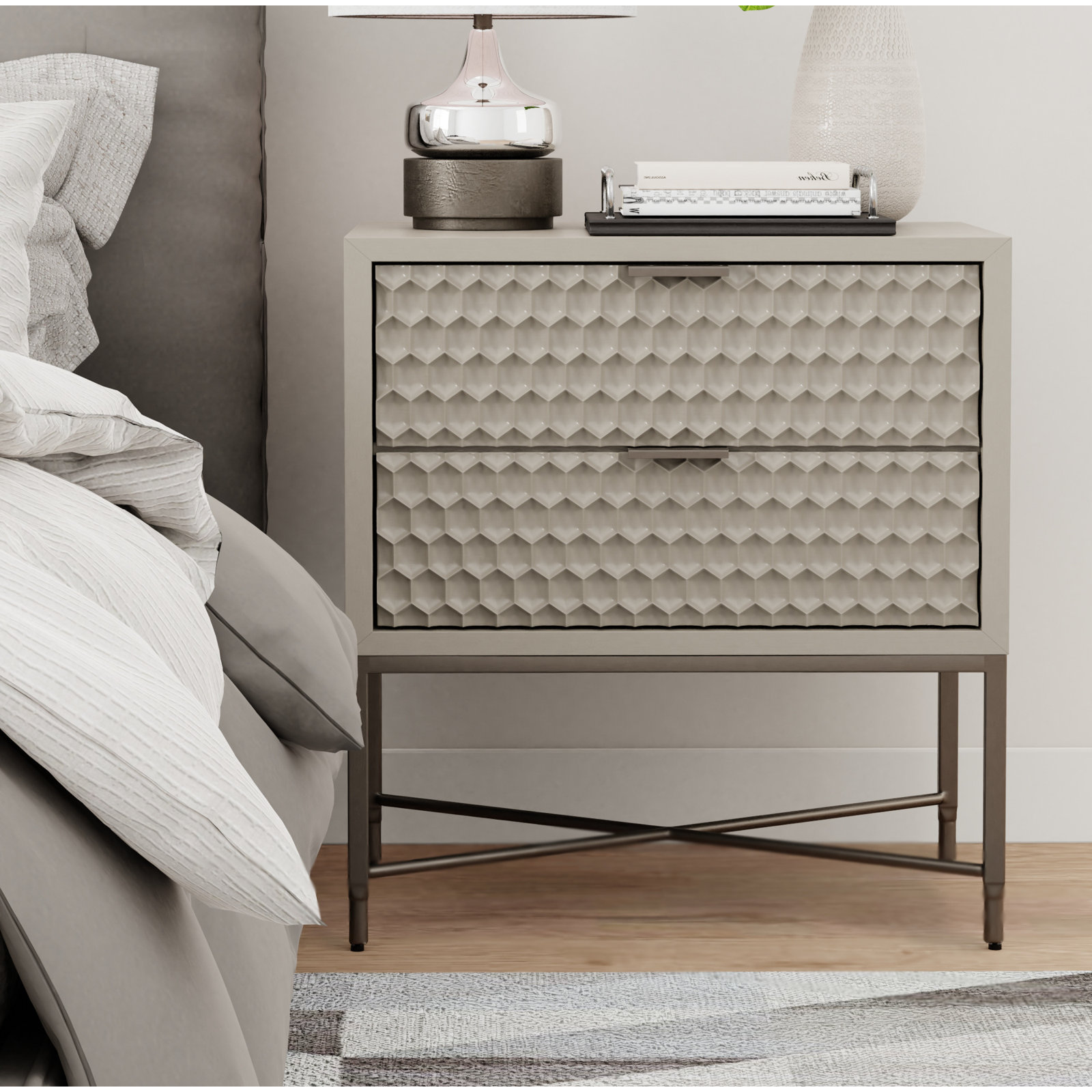 Capra 2 - Drawer Nightstand, Cement Gray
