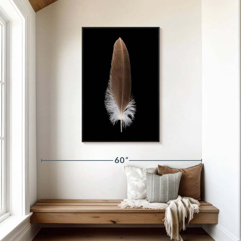 Plume d'aigle brun, Cadre flottant noir, 29 po x 43 po