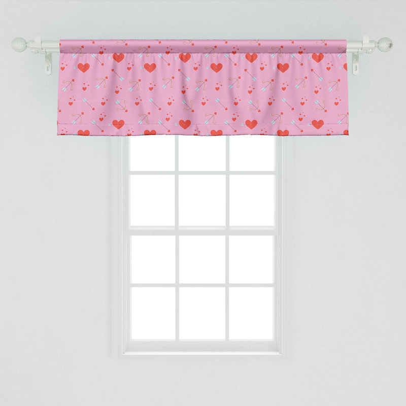 Ambesonne, Saint-Valentin, cantonnière, paquet de 2 cœurs et sienne brûlée rose Cupidon, L 54 po x L 12 po