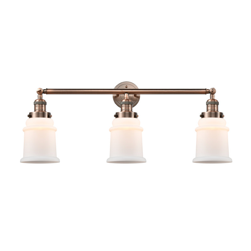 Galaviz 3 - Light Dimmable Vanity Light, 60 Watt Vintage Incandescent Bulb, Antique Copper, Matte White Cased