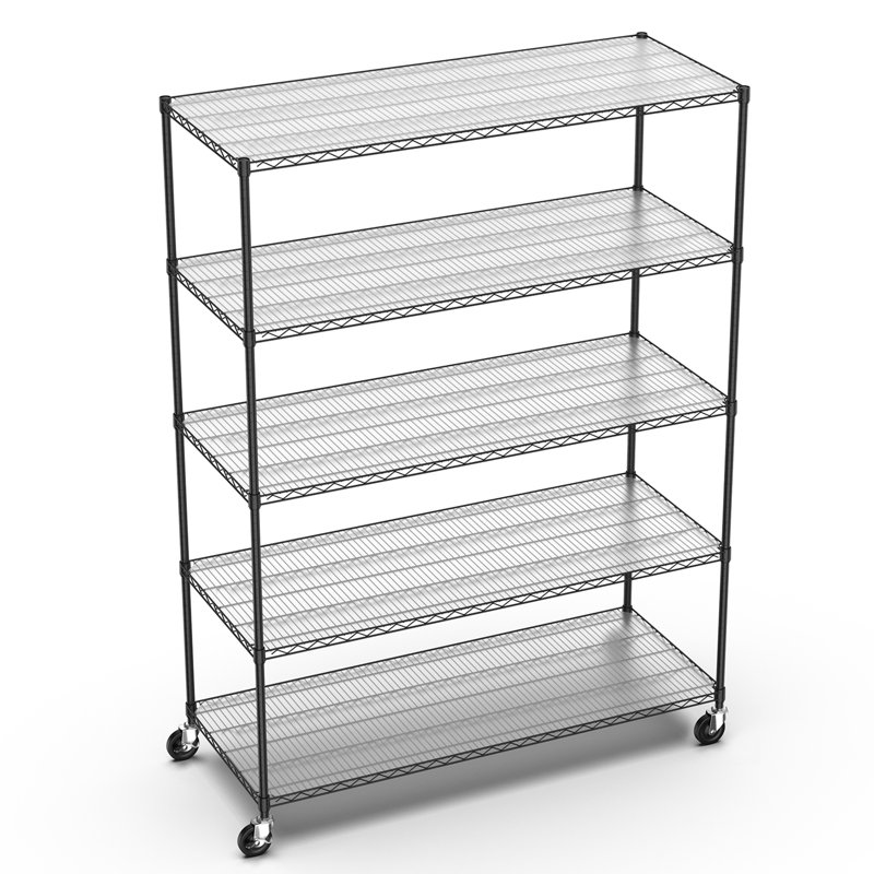 Tablette de rangement robuste en métal, H 82 po x l 48 po x P 24 po, Chrome chrome