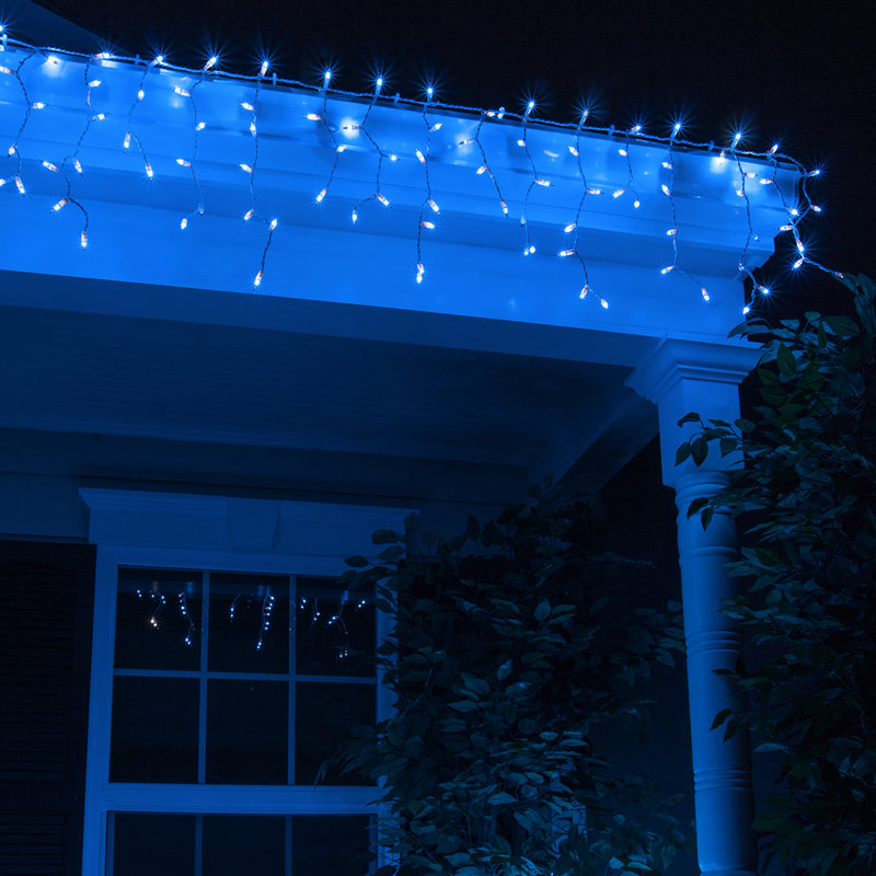 Curtain Icicle Lights, Blue, 12"L x 4"D