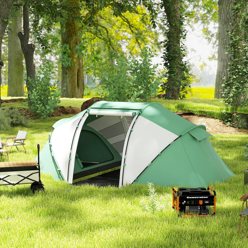 4 Person Tent, Green and White