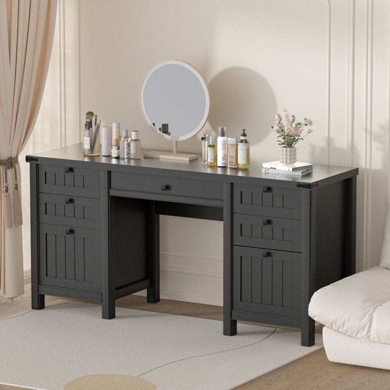 Bureau de direction 61,8 po Modern Farmhouse, Noir