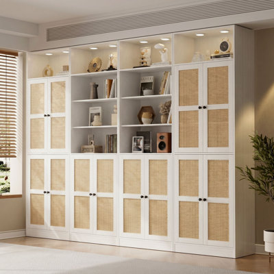 Bibliothèque de rangement à 7 niveaux H 85,8 "x l 94,4" avec étagères blanches
