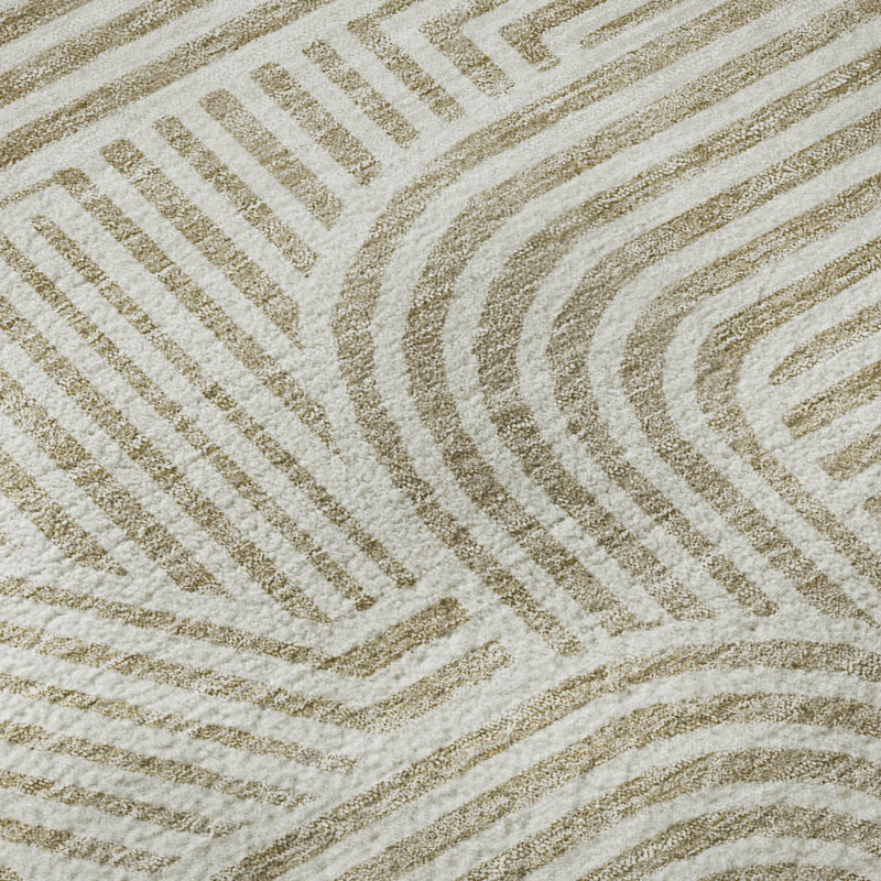 Tapis beige Prisco lavable à la machine de qualité supérieure, Rectangle 9 pi x 12 pi