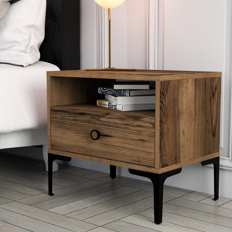 Table de chevet Paucker, Brun