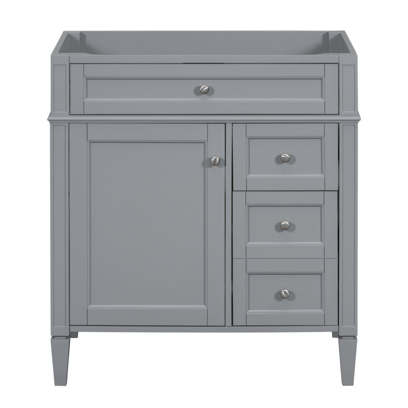 Meuble-lavabo de salle de bain sans lavabo supérieur / armoire de rangement de salle de bain moderne avec 3 tiroirs et un tiroir basculant
