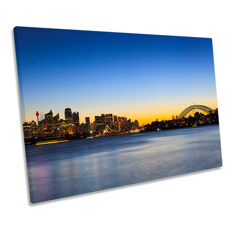 Sydney Skyline Australia City Sunset - Wrapped Canvas Print, 40.6cm H x 61cm W