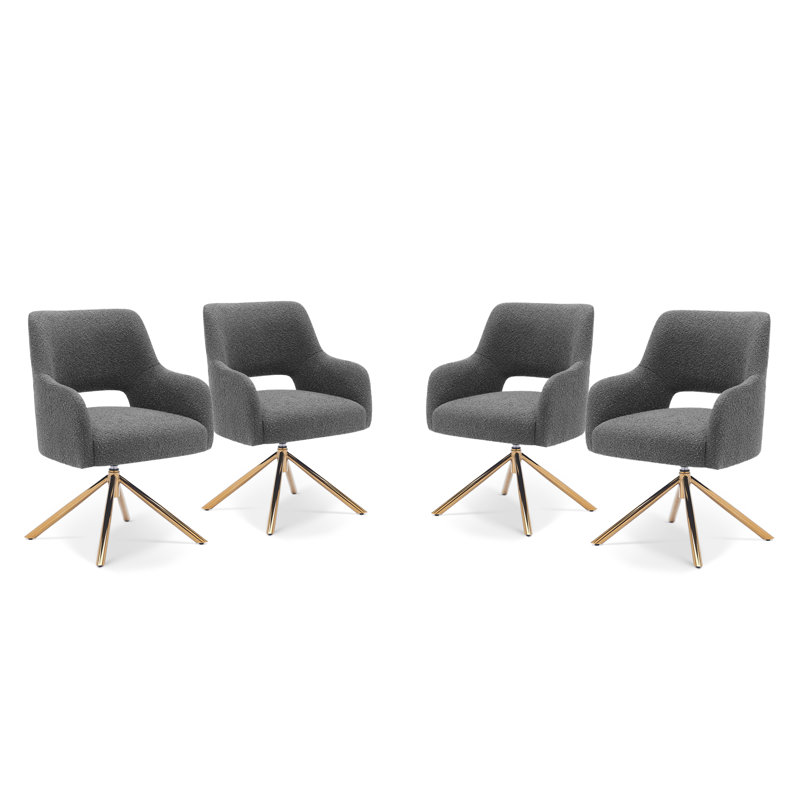 Upholstered Swivel Armchair, Gray Polyester Blend