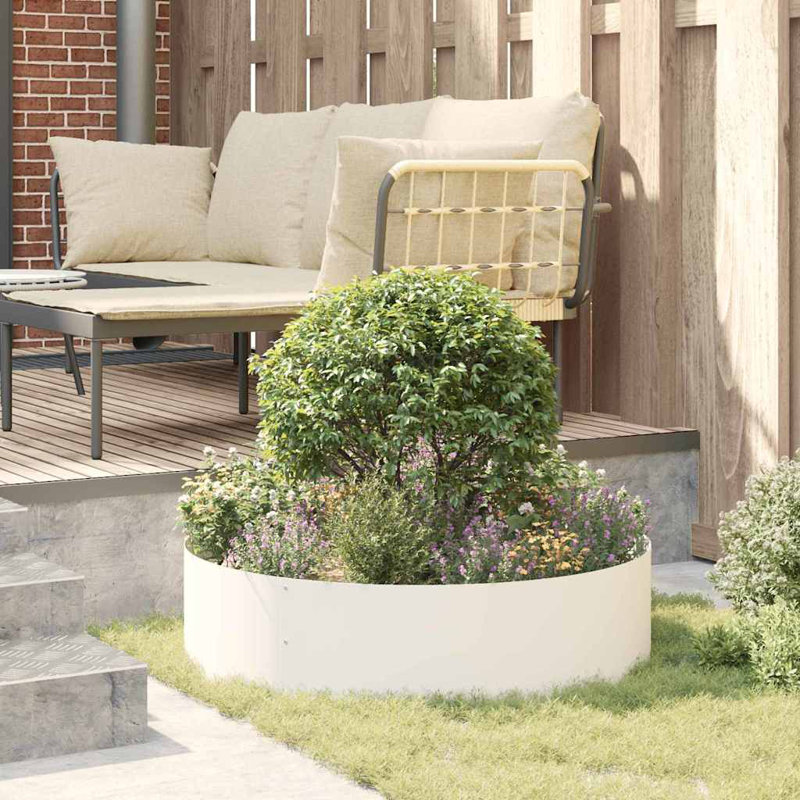 Garden Planter 20 Cm Steel, White, 20cmH x 80cmW x 80cmD