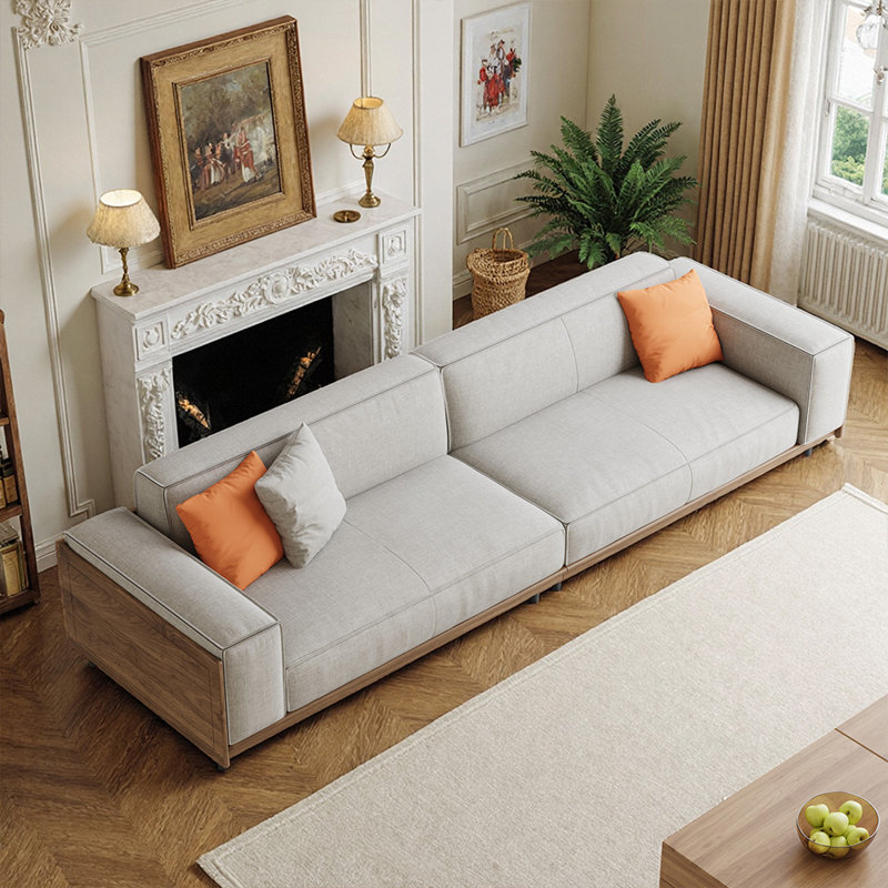 Large 2.8-Metre Walnut Fabric Sofa Bed, 4-5 Seater with Solid Wood Frame & High Resilience Foam, Spacious Couch for Living Room, Office, UK Direct Delivery King Size